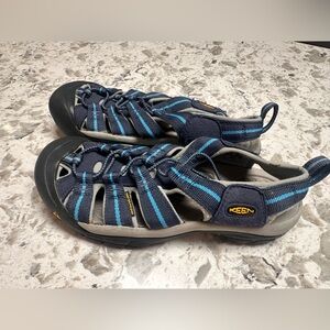 KEEN Women's Newport H2 Black/Blue Waterproof Hiking Sport Sandals Anatomic Foot